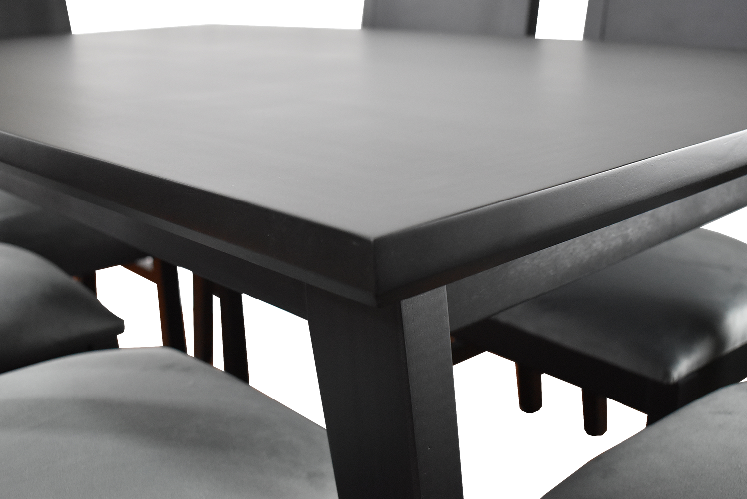Comedor Vendetta Negro 90x150 6 sillas gris-2