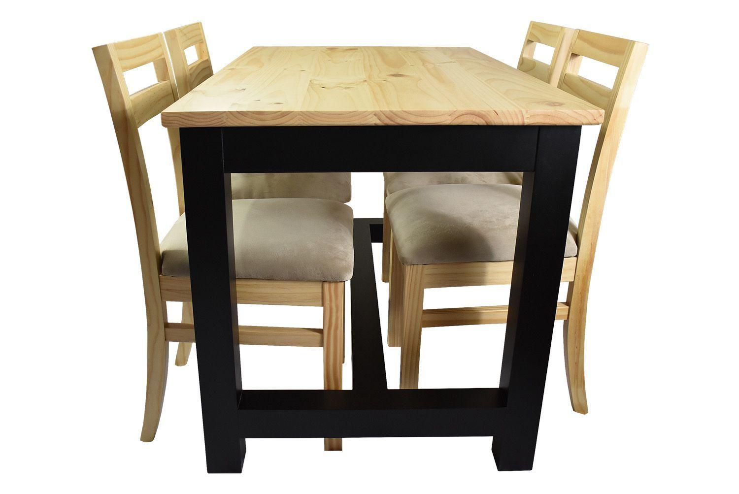 Comedor Carpintero 4 Sillas Tapiz Beige-2