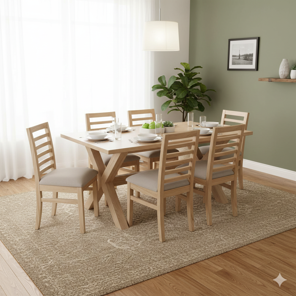 Comedor Cruz 6 Sillas Venecia Tapiz Beige-4