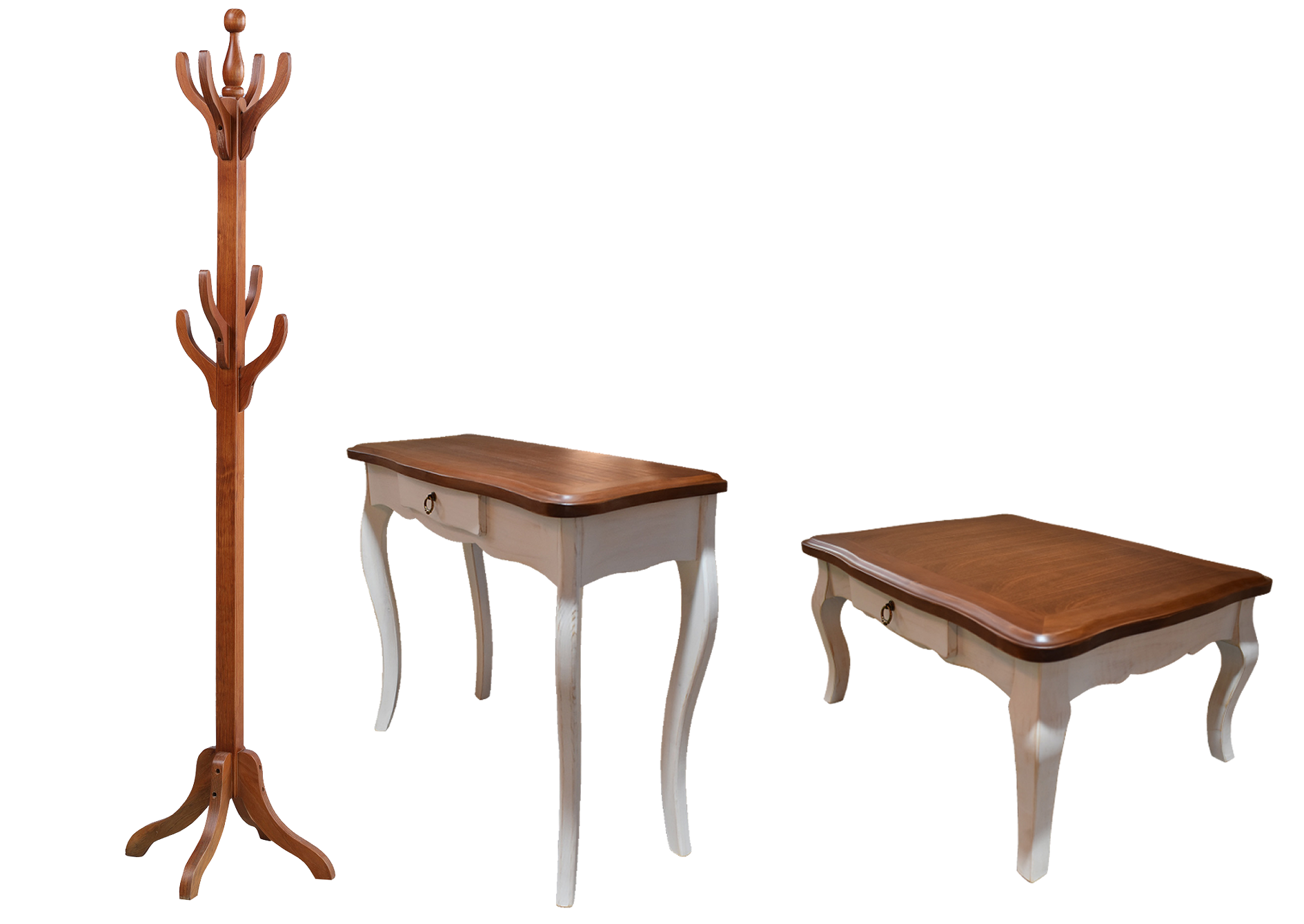 Combo Arrimo y Mesa de centro Normando Perchero Blanco Miel-2