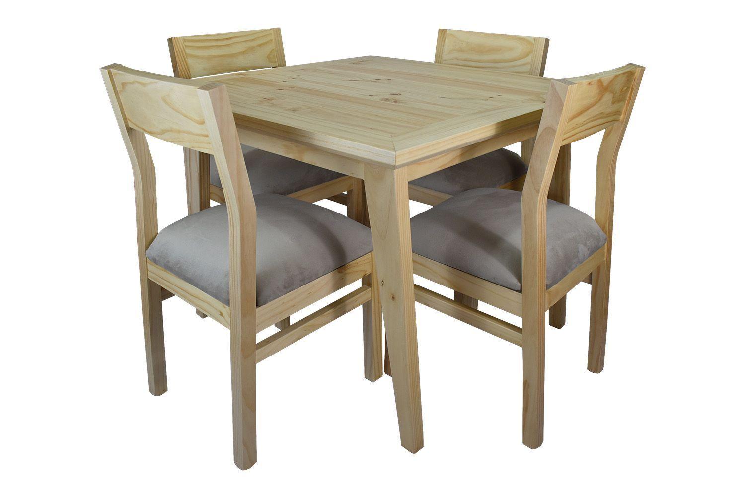 Comedor 4 Sillas Vendetta 100x100 tapiz Beige-2