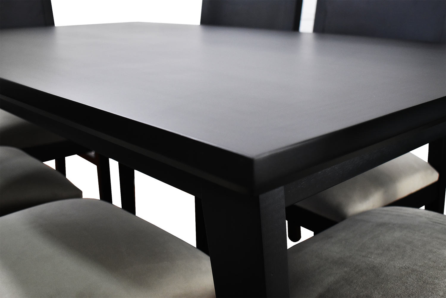 Comedor Vendetta Negro 90x150 6 sillas beige-2