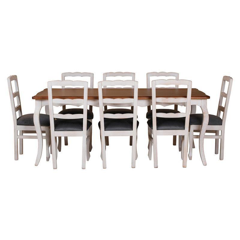 Comedor Normando 100x200 - 8 sillas cubierta Miel-2