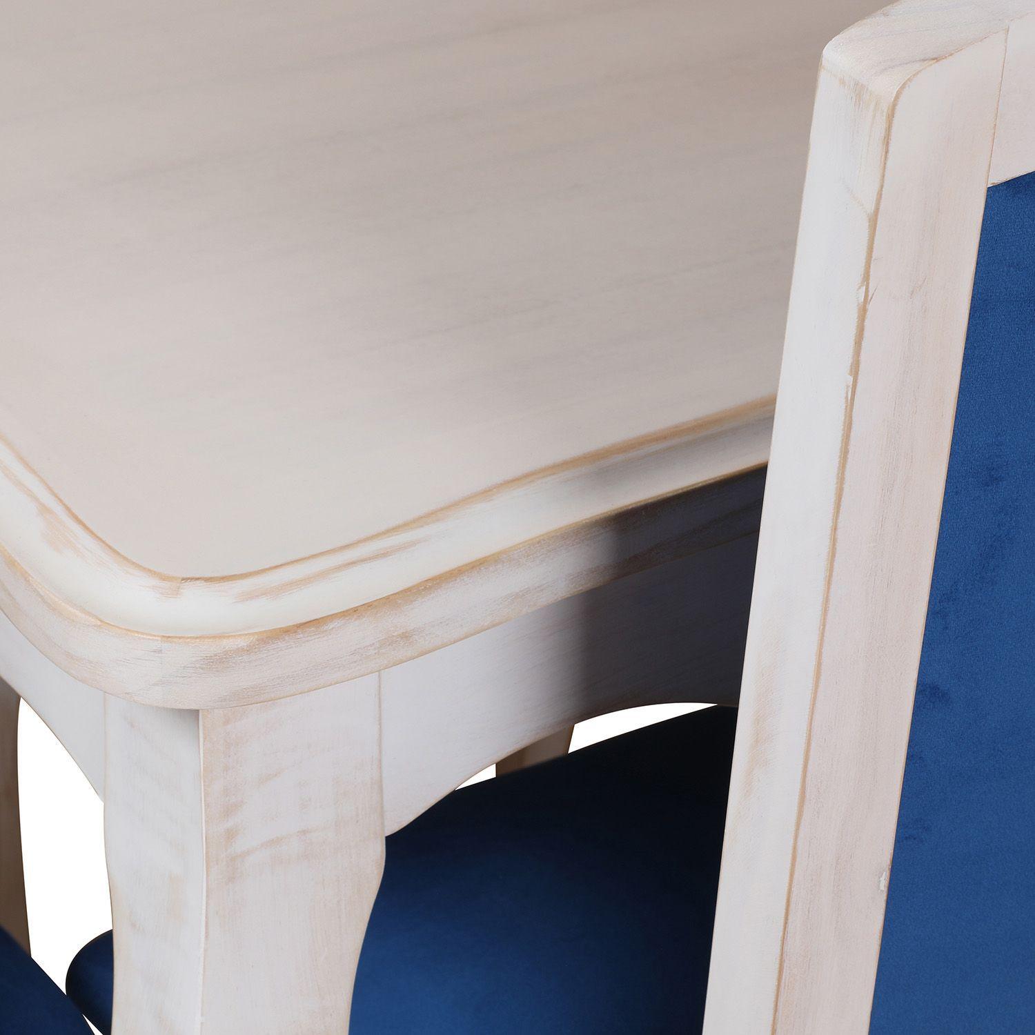 Comedor Normando 100x200 respaldo tapizado Azul-3