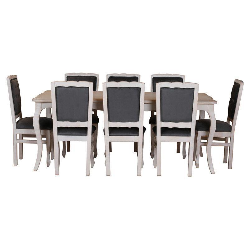 Comedor Normando 100x200 respaldo tapizado Gris-2