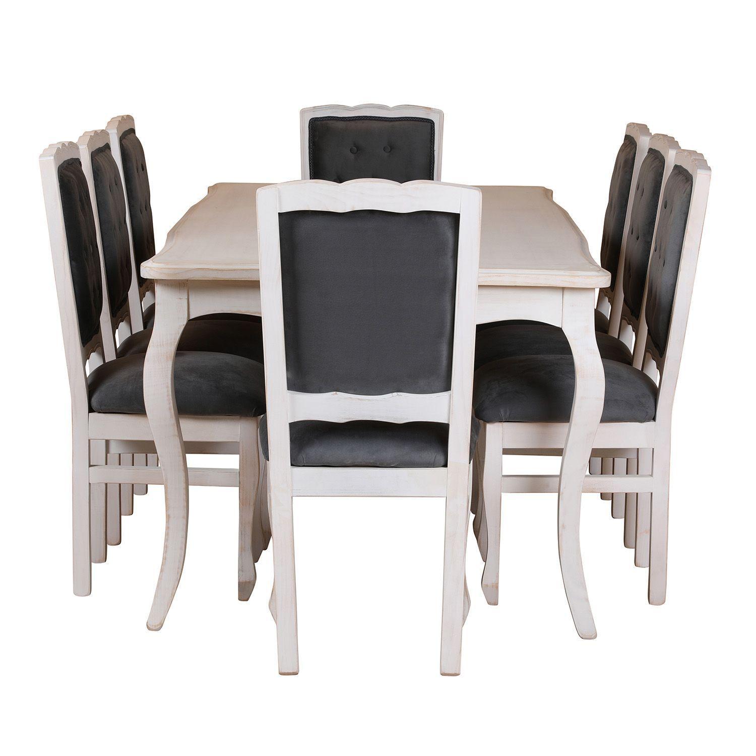 Comedor 8 Sillas Normando 100x200 respaldo tapizado Gris-2