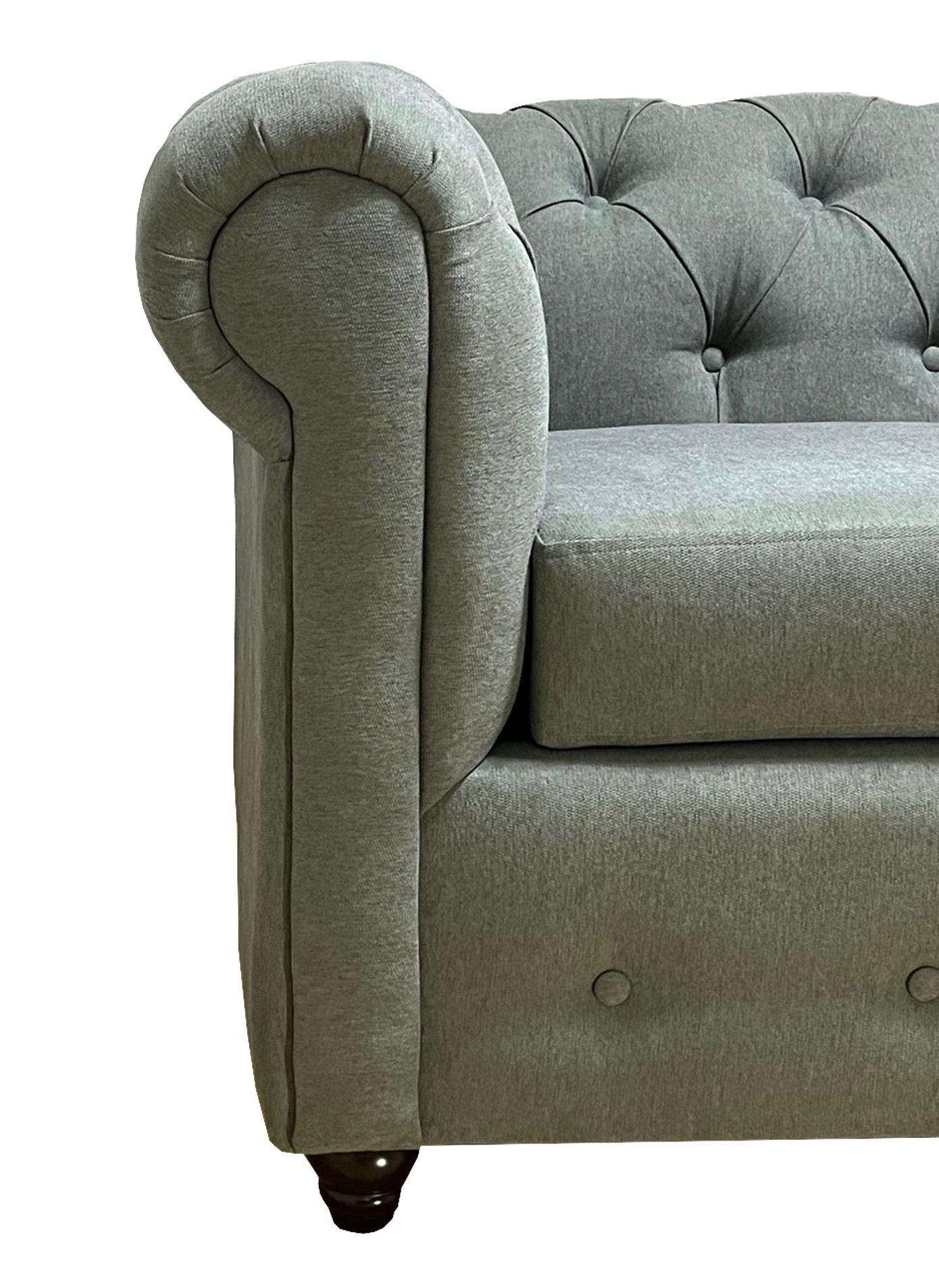 Sofa Chesterfield 200x90x75  Gris-3