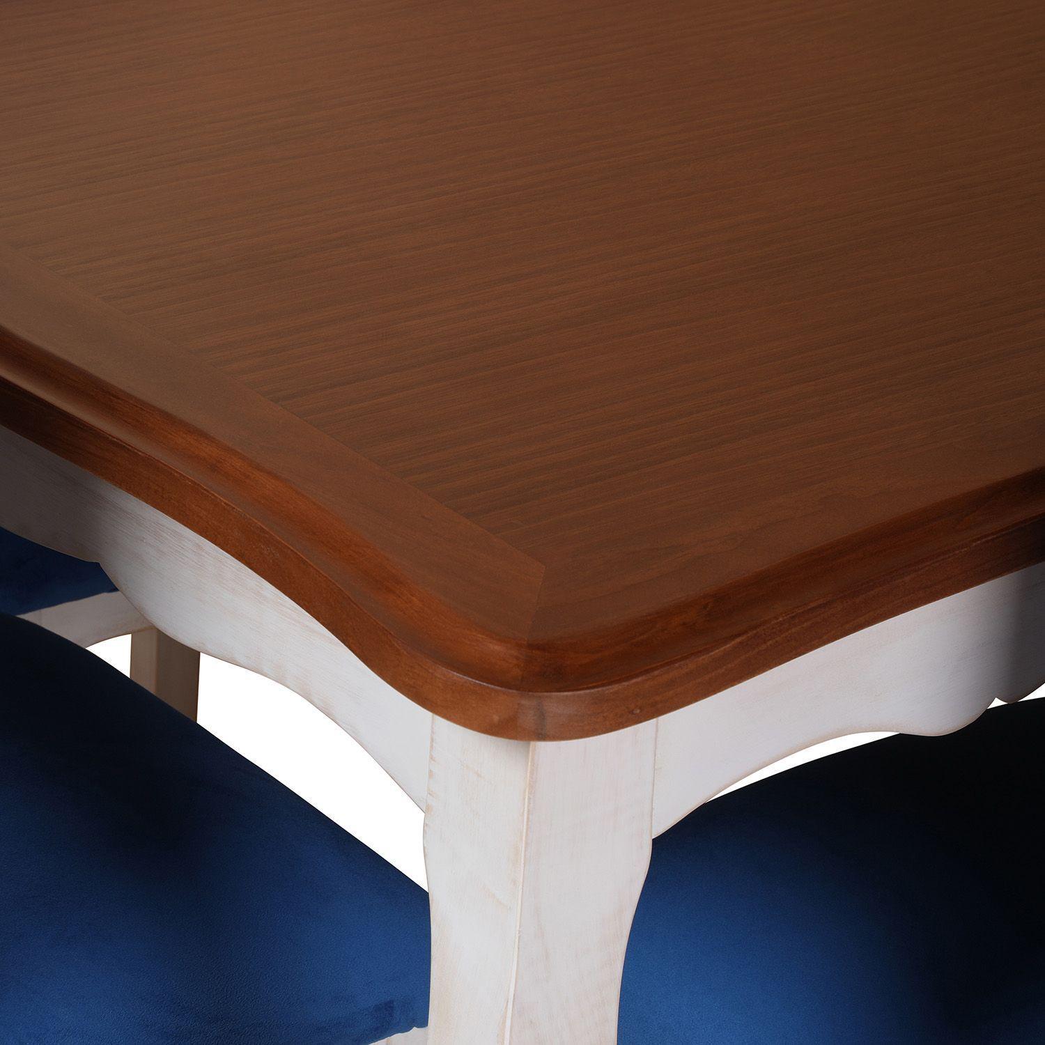 Comedor 8 Sillas Normando cubierta miel 100x200 tapizado Azul-4