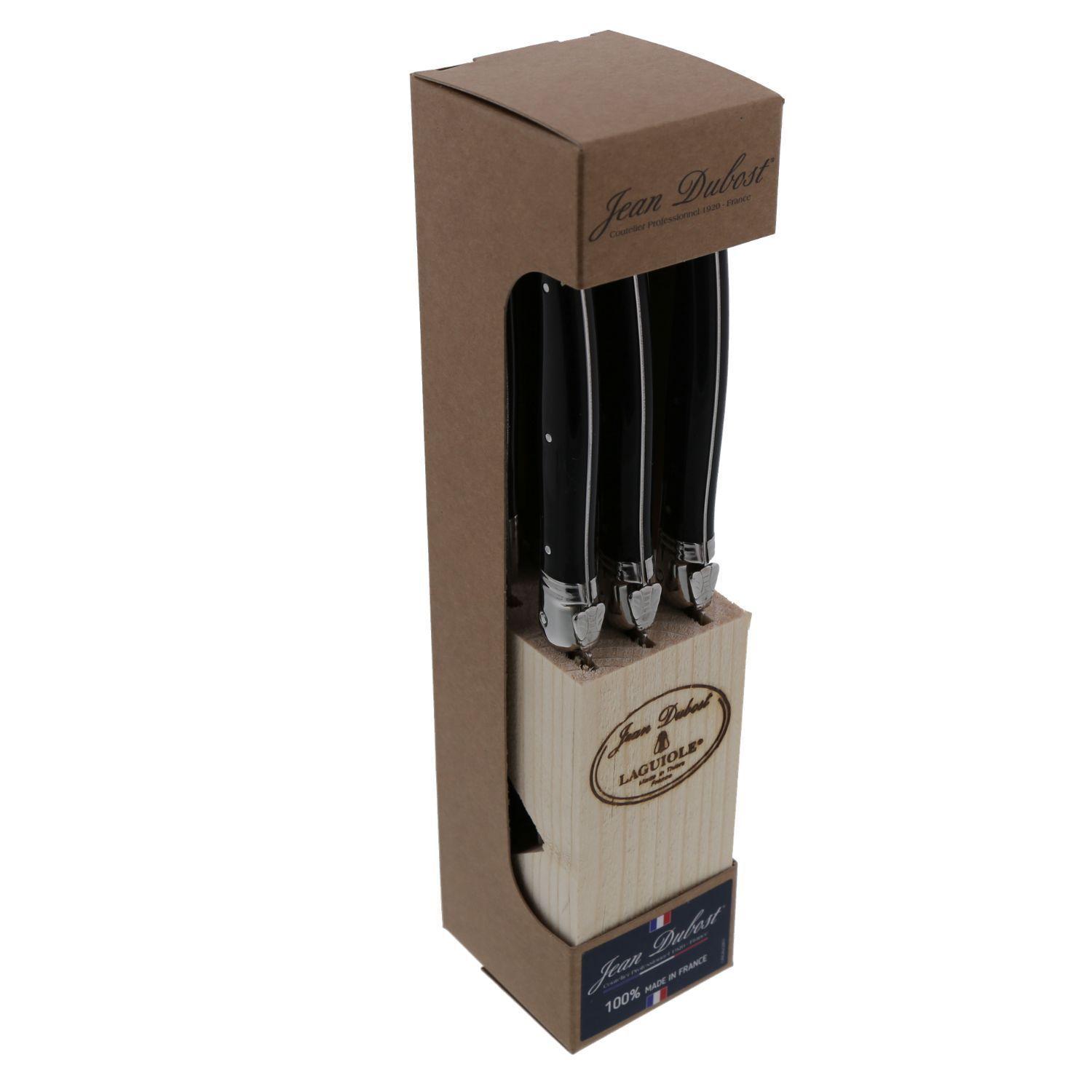 Bloque 6 Cuchillos de Carne Negro Laguiole Jean Dubost-3