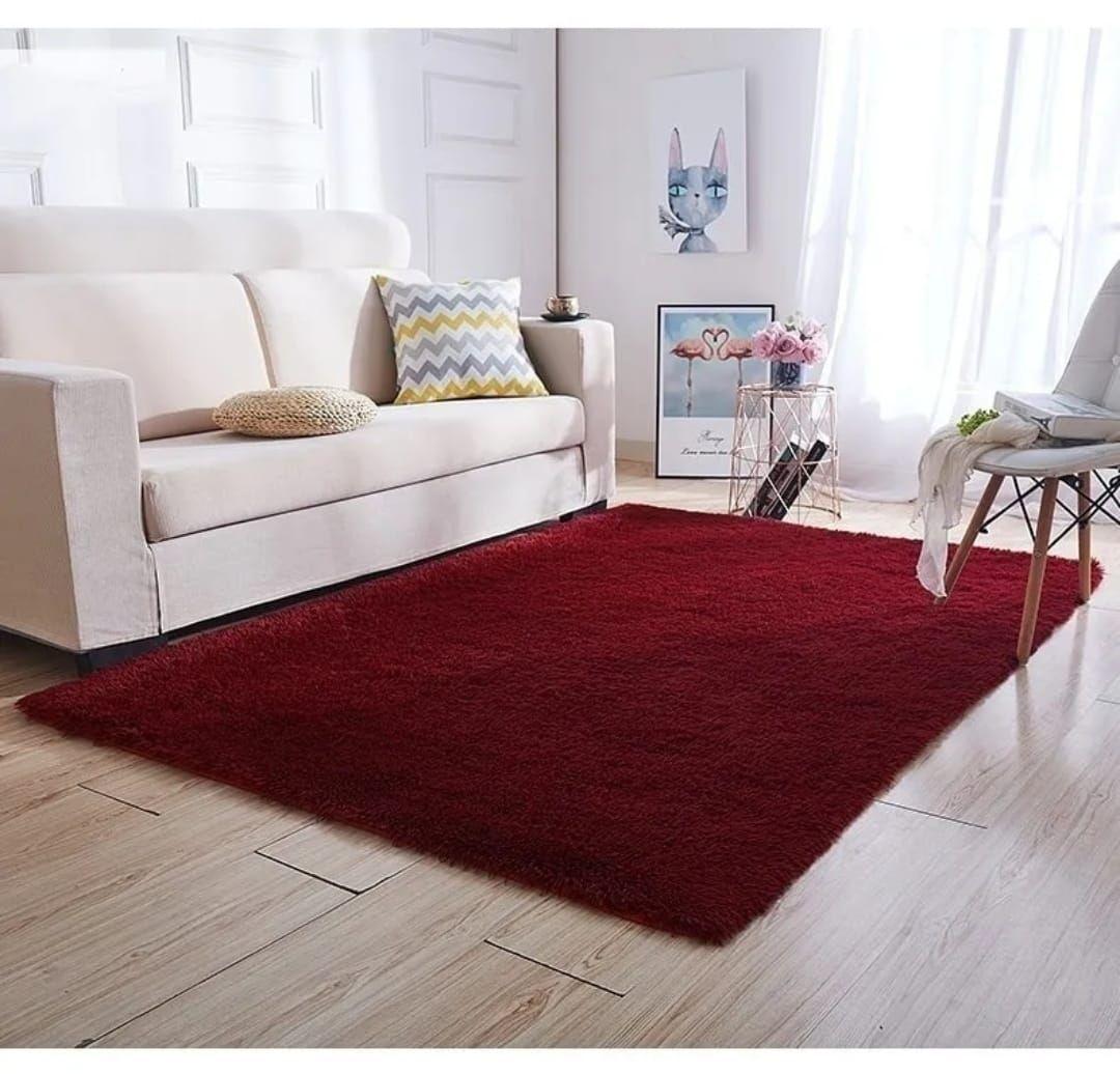 alfombra peluda 150 cm X 200 cm burdeo-0