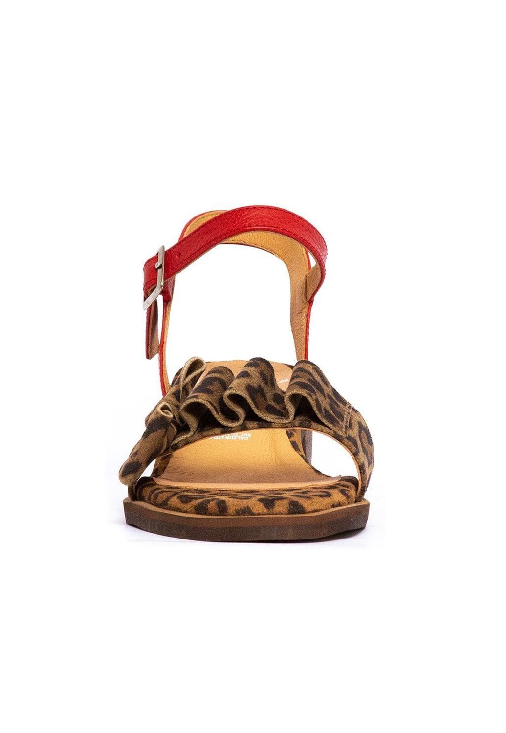 Sandalia Mujer / Nogal Leopardo Rojo-2