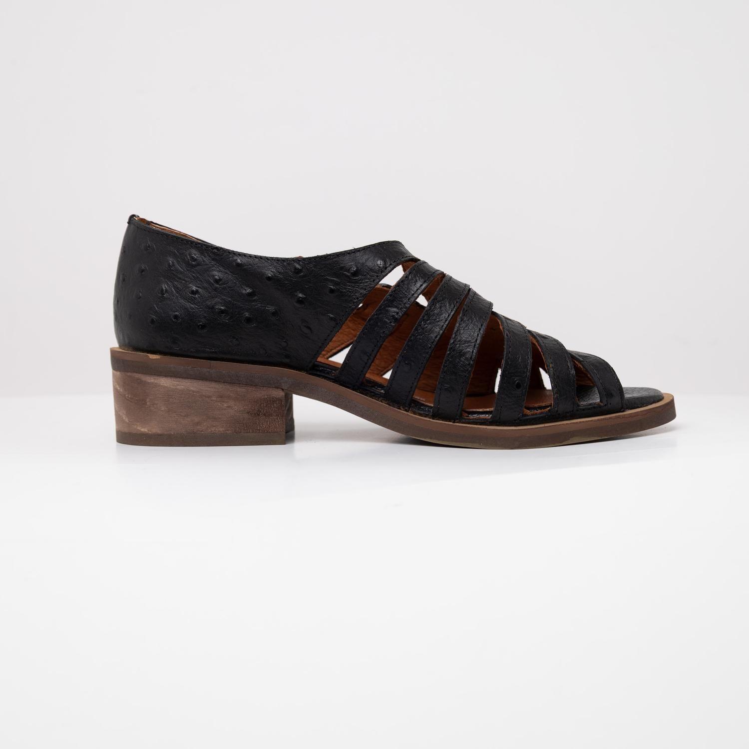Sandalia Mujer Cuero  Mielero Negro-0