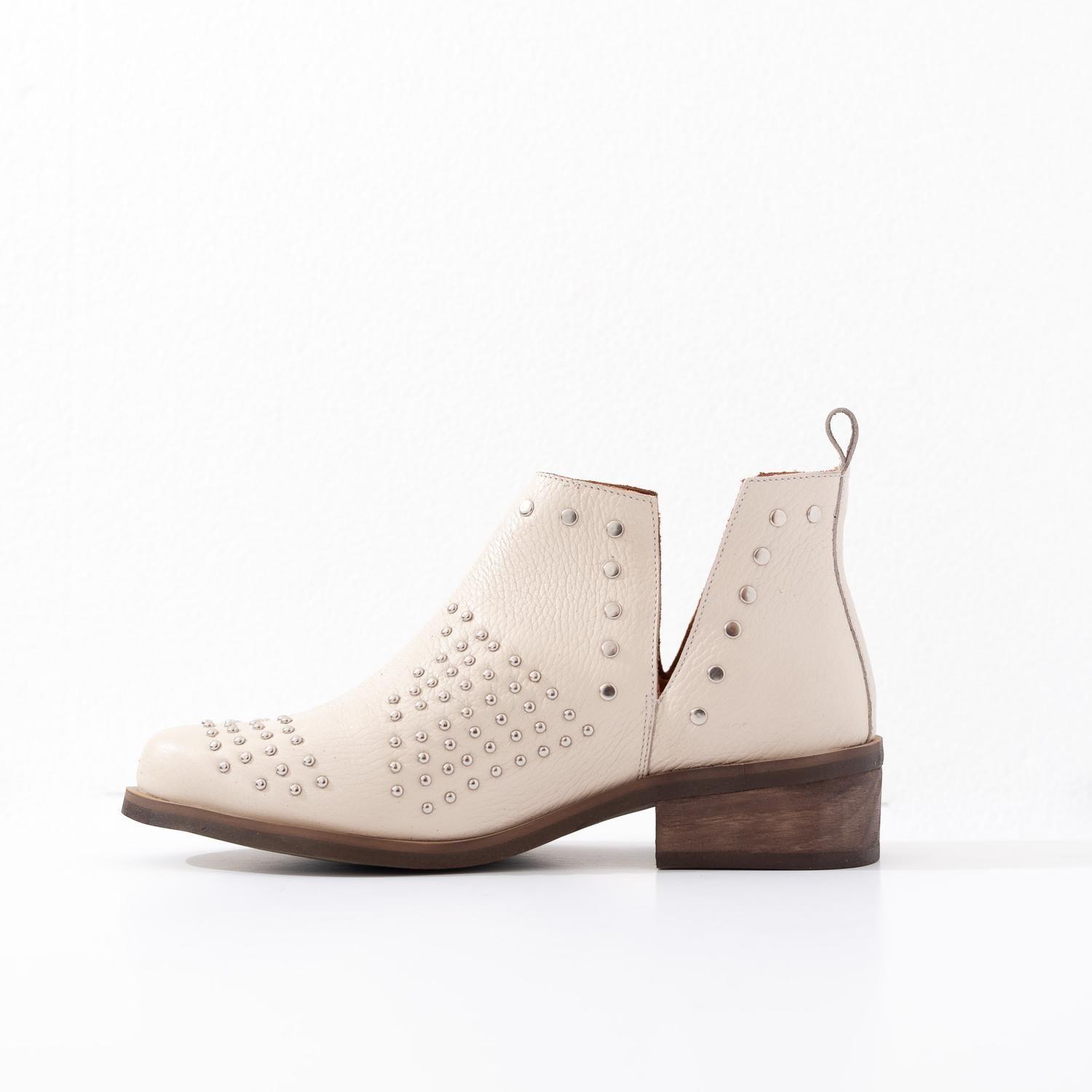 Botin Mujer  Cuero Mujer  Charra Beige-2