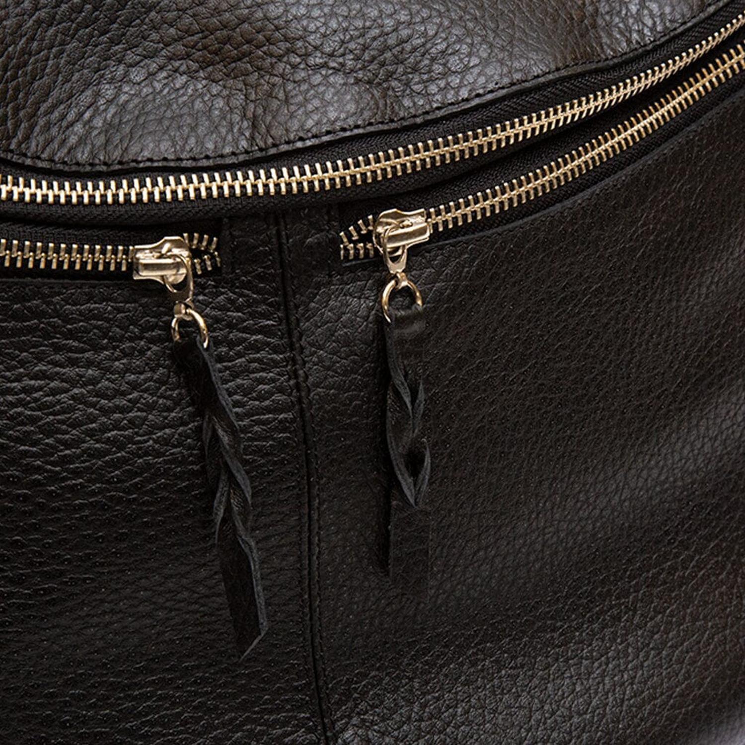 Maxi Banano Mujer De Cuero Atenea Negro C1-3