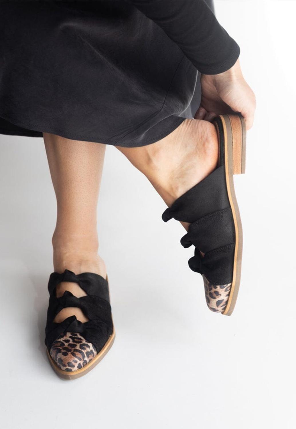 Babucha Mujer / Kiwi Negro Print-7