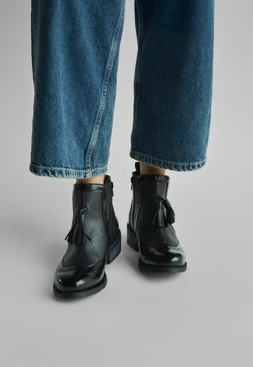 Botin Mujer De Cuero Julieta Negro C1-1