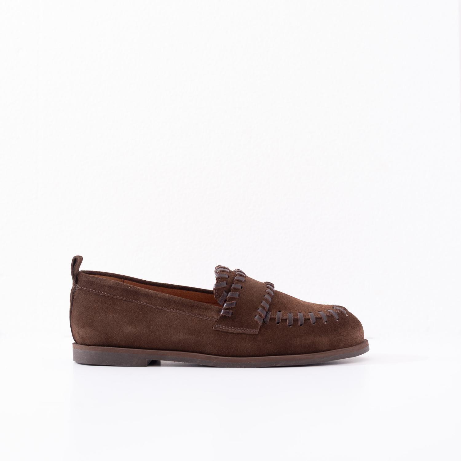 Mocasin Cuero Mujer Rocio Café-0
