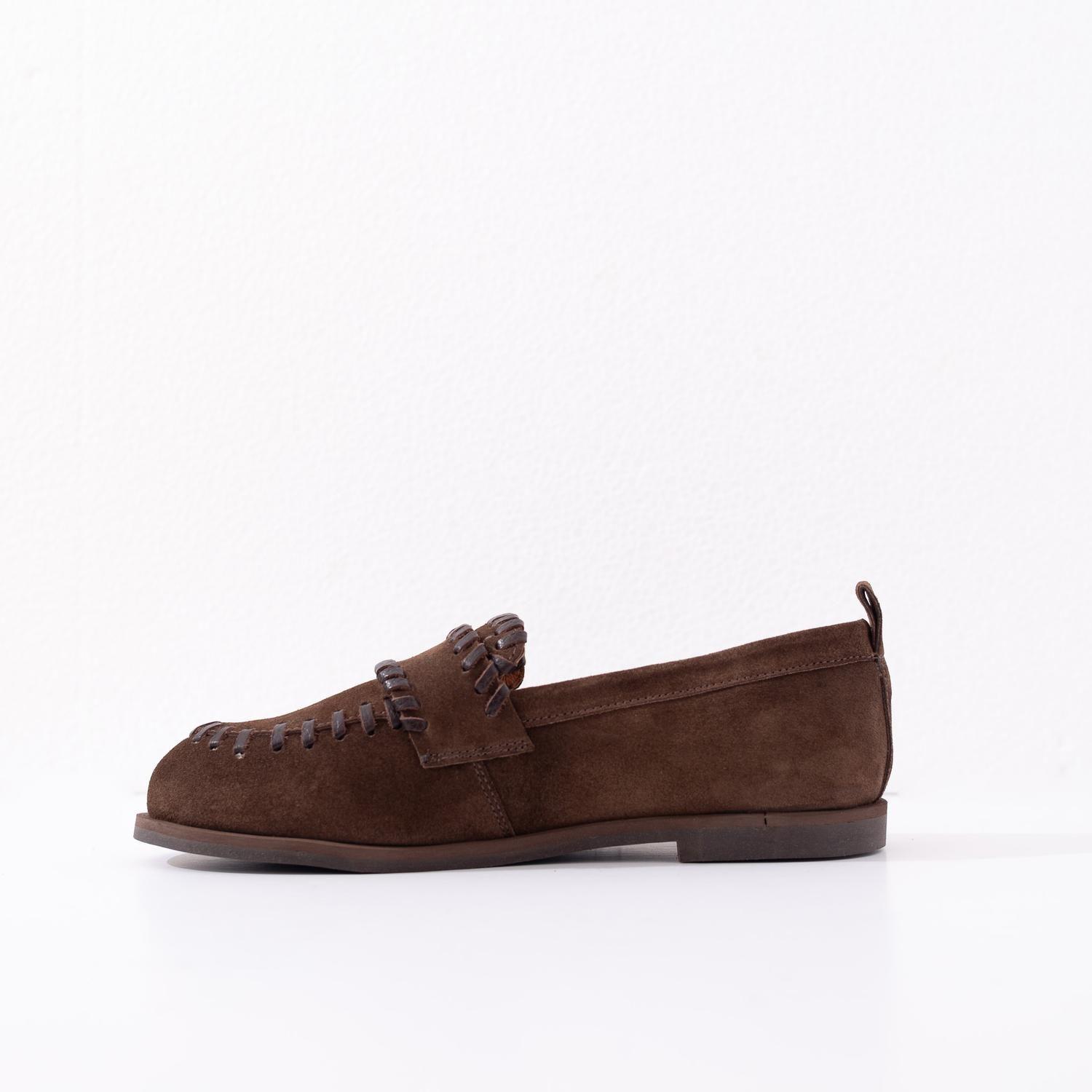 Mocasin Cuero Mujer Rocio Café-1