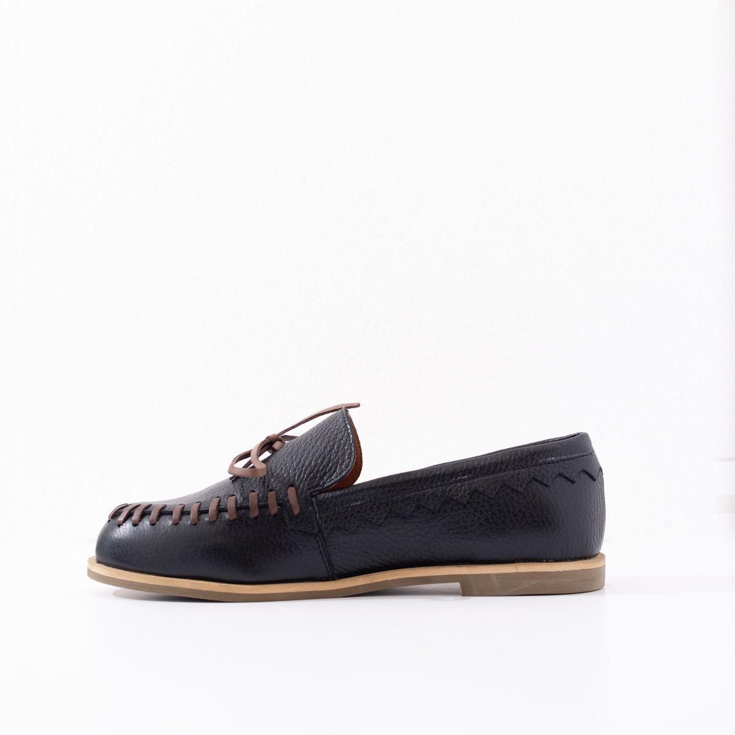 Mocasin Cuero Mujer  Delta Negro Café-2