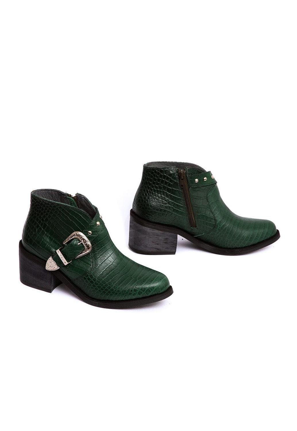 Botin Mujer De Cuero Berta Verde C5-5