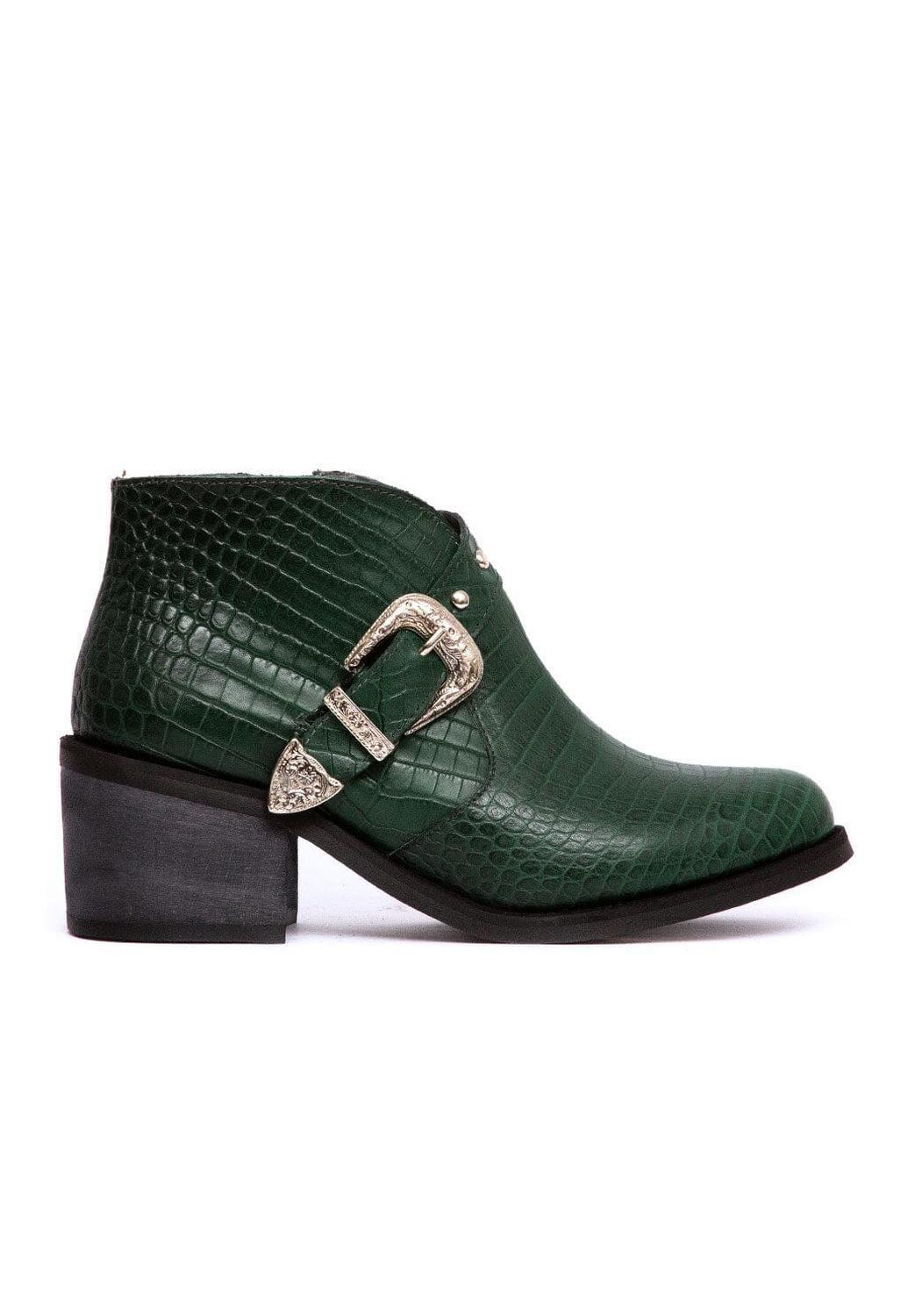 Botin Mujer De Cuero Berta Verde C5-1