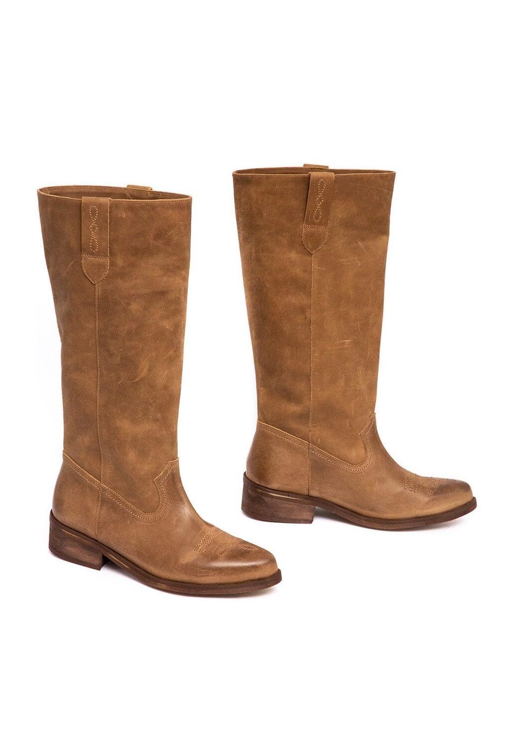 Bota Mujer De Cuero Fatima Taupe C2-5