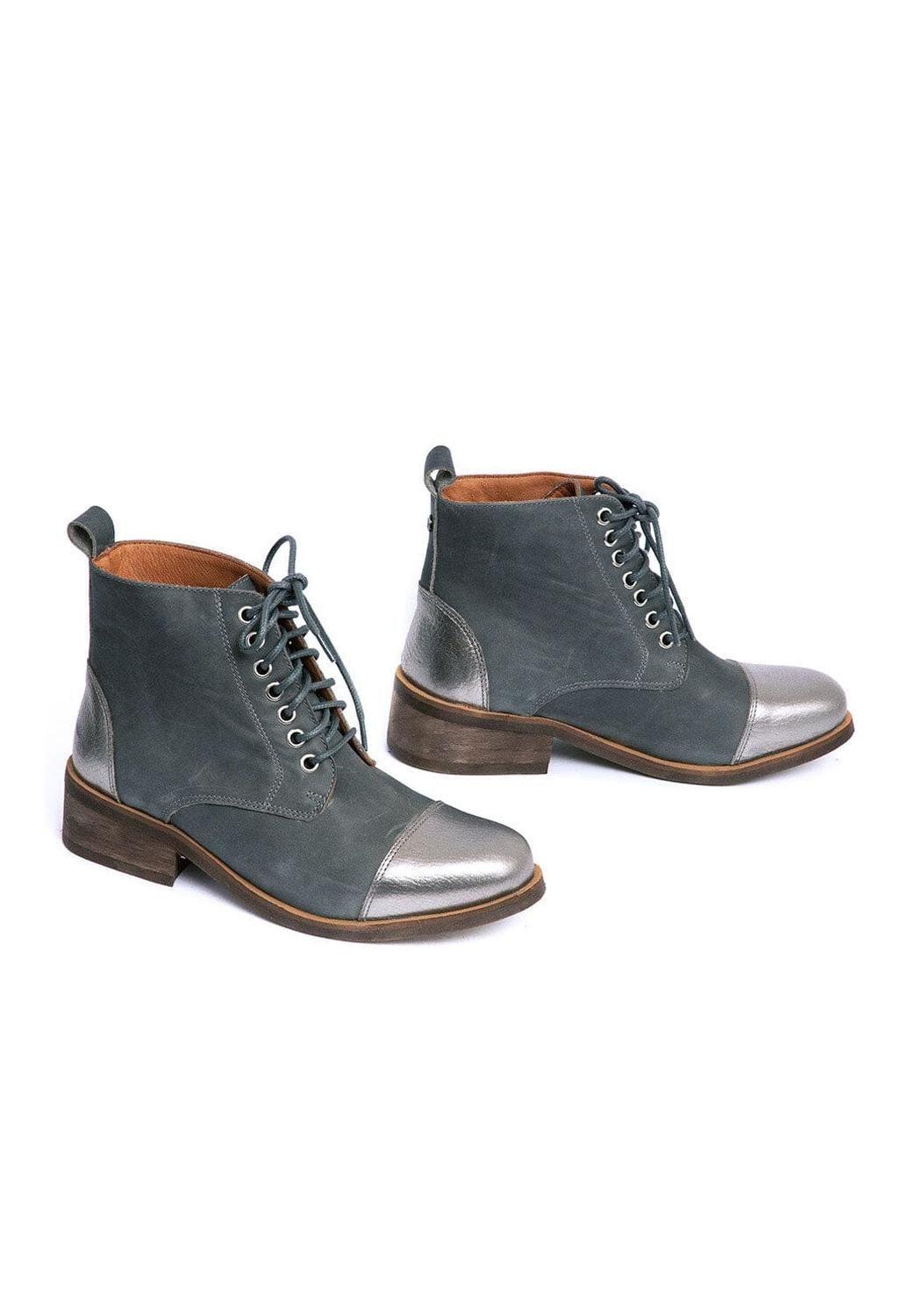 Botin Mujer De Cuero Aretha Gris C3-2