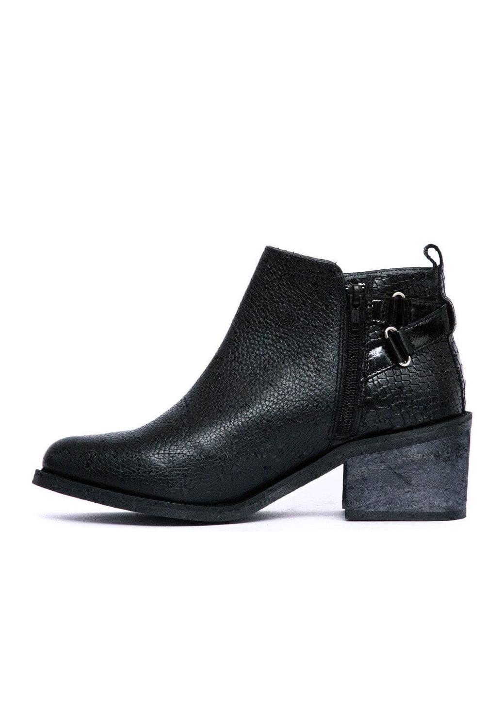 Botin Mujer De Cuero Olga Negro C4-3