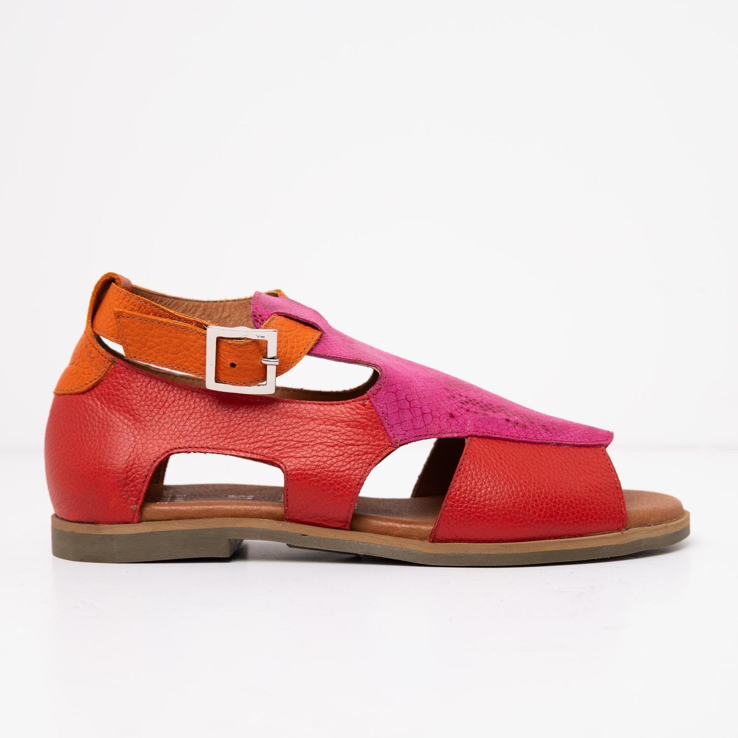 Sandalia Cuero Mujer  Octay Rojo Fucsia-0