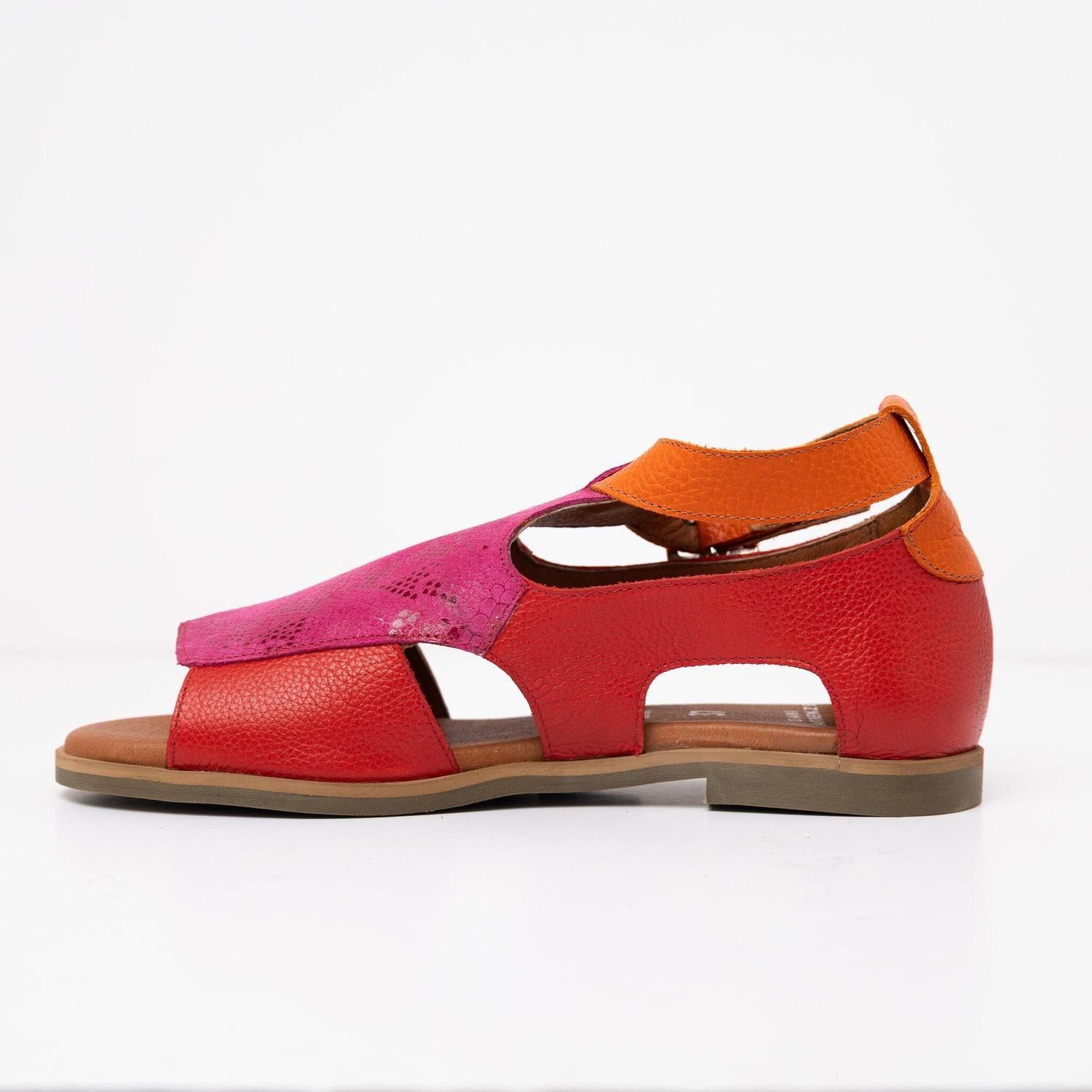 Sandalia Cuero Mujer  Octay Rojo Fucsia-2