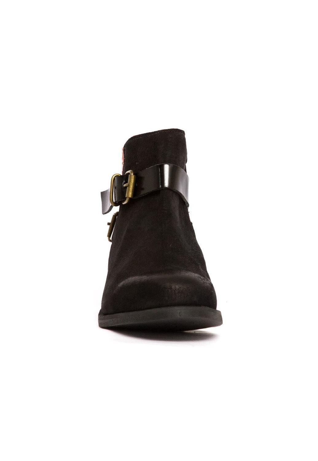 Botin Mujer De Cuero Laura Negro Naranjo C5-1