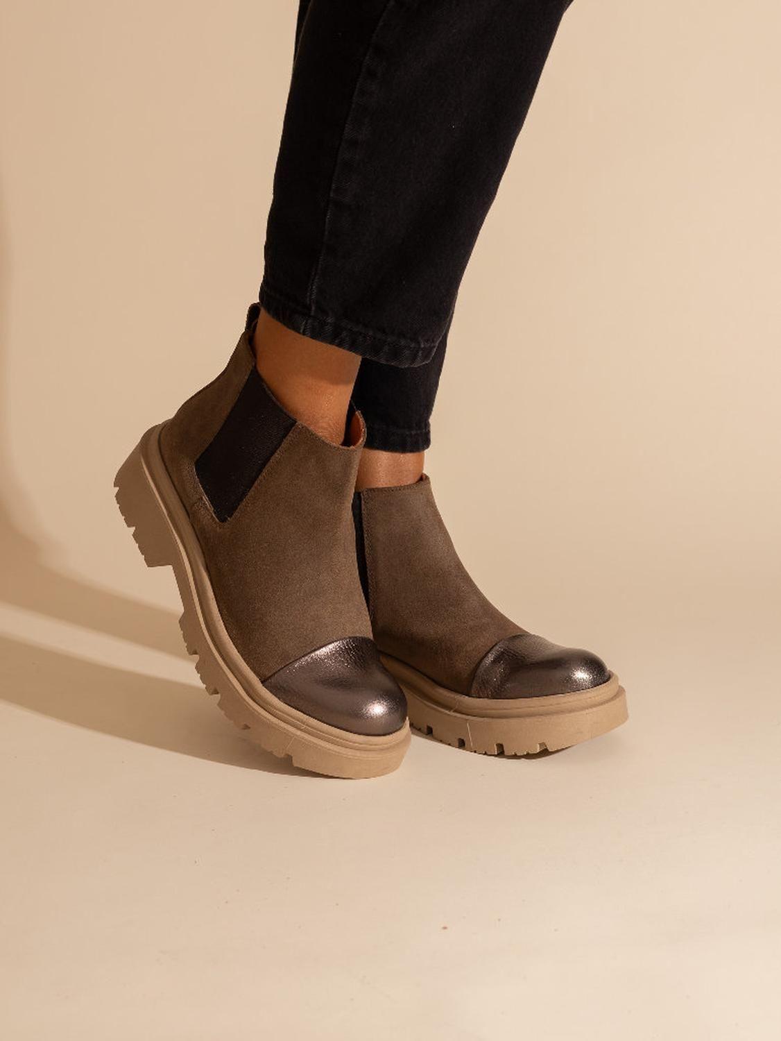 Botin Mujer / Celia Taupe Metalico-0
