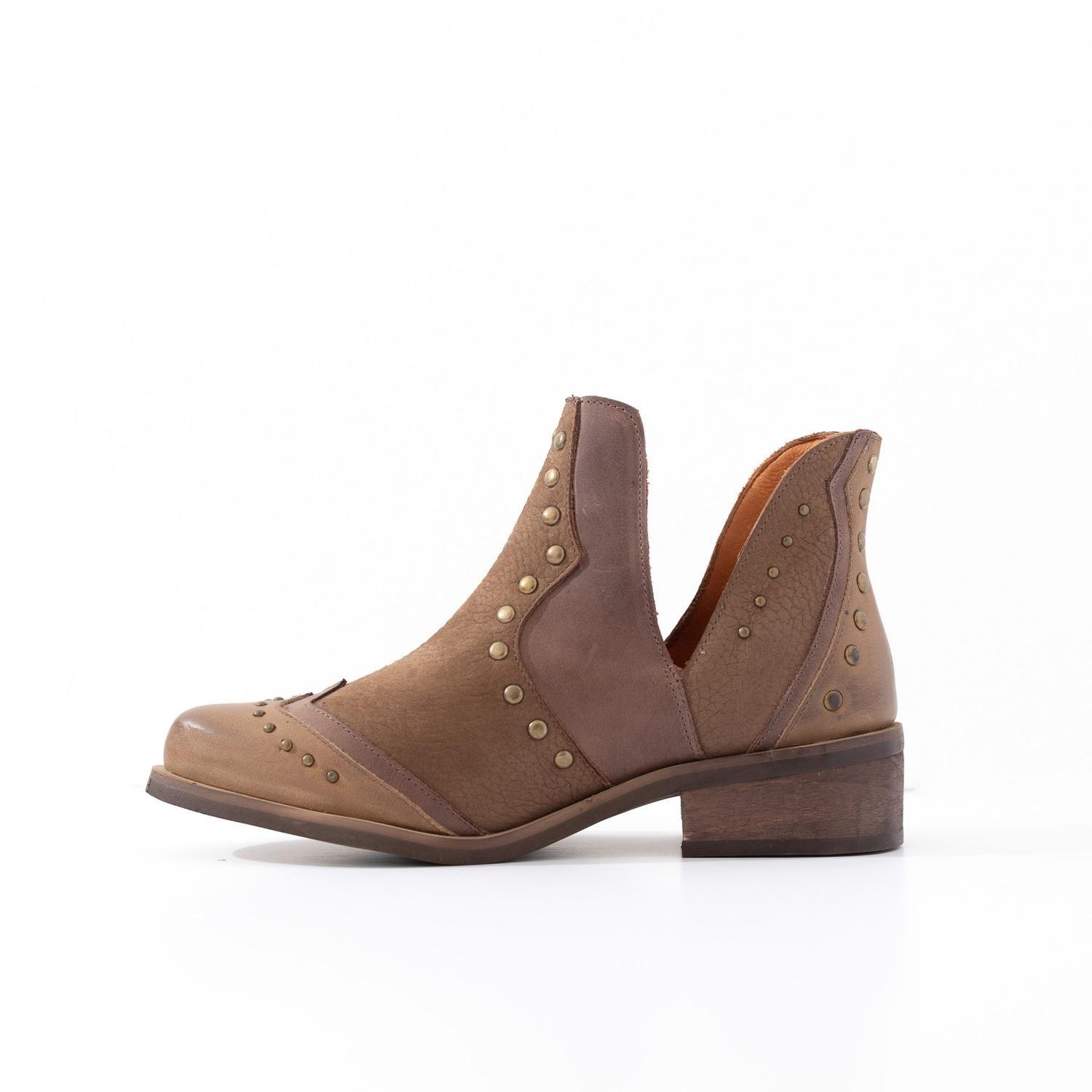 Botin Mujer  Cuero Mujer  Gallito Café-2