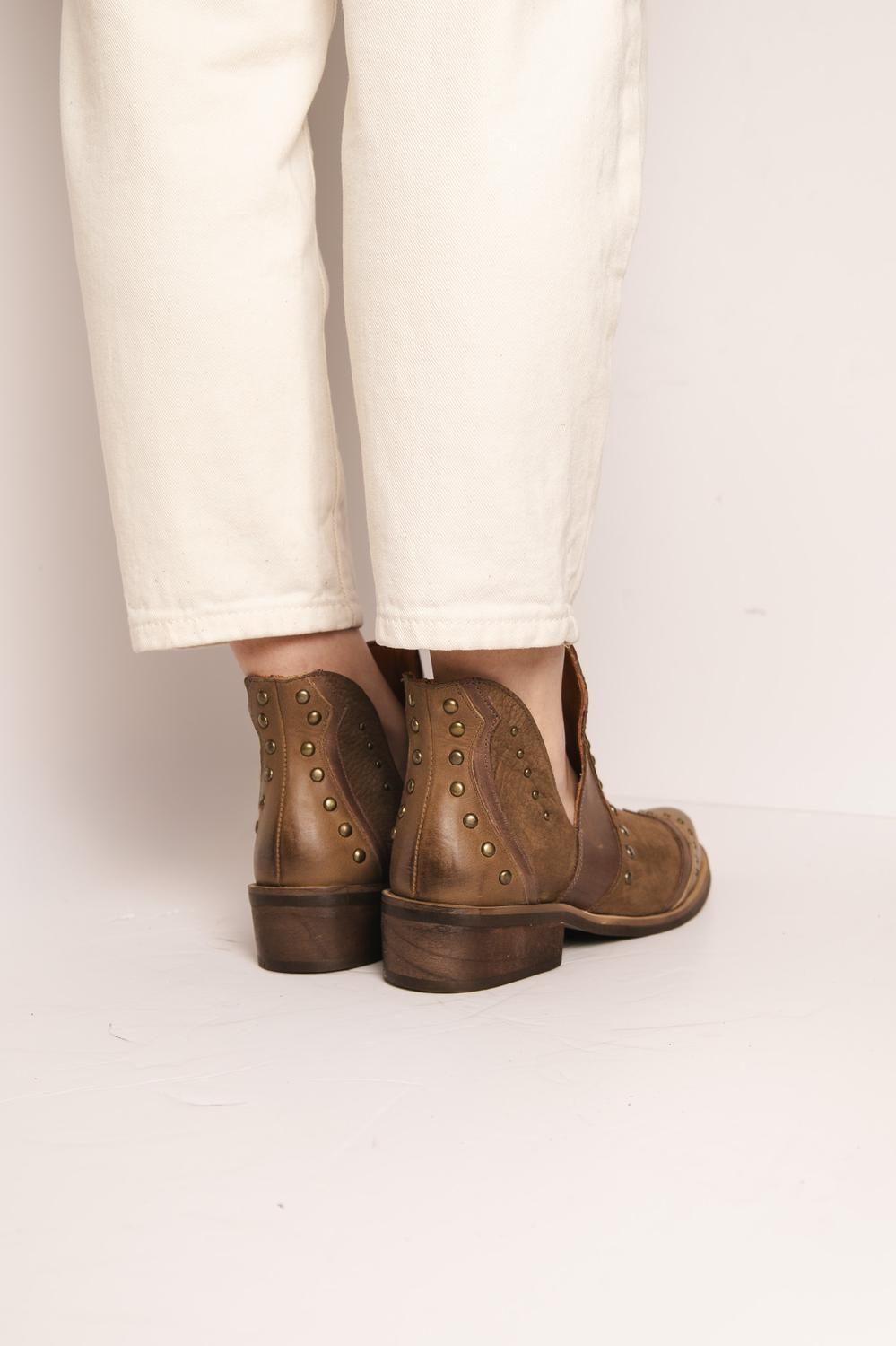 Botin Mujer  Cuero Mujer  Gallito Café-4