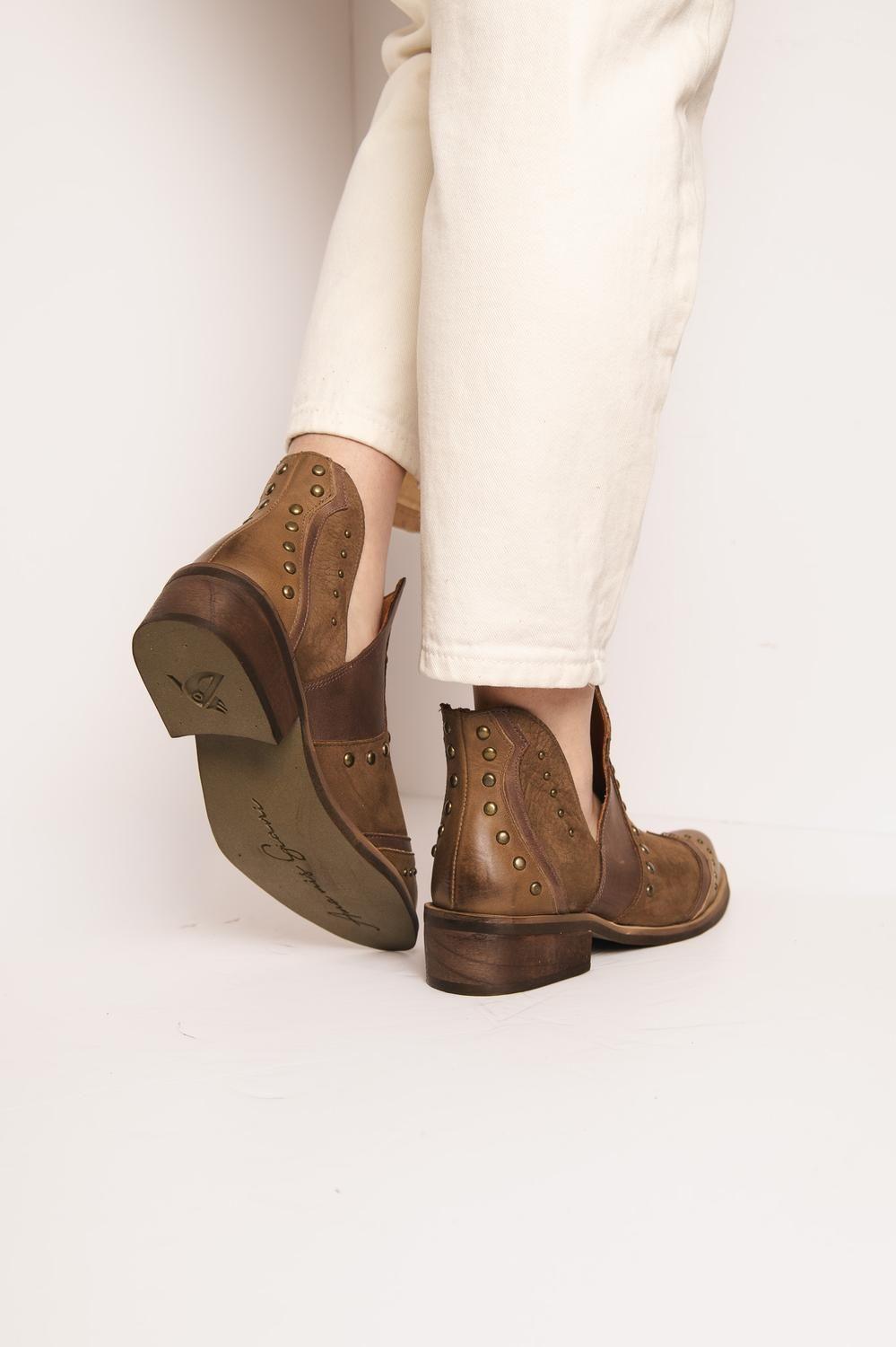 Botin Mujer  Cuero Mujer  Gallito Café-5