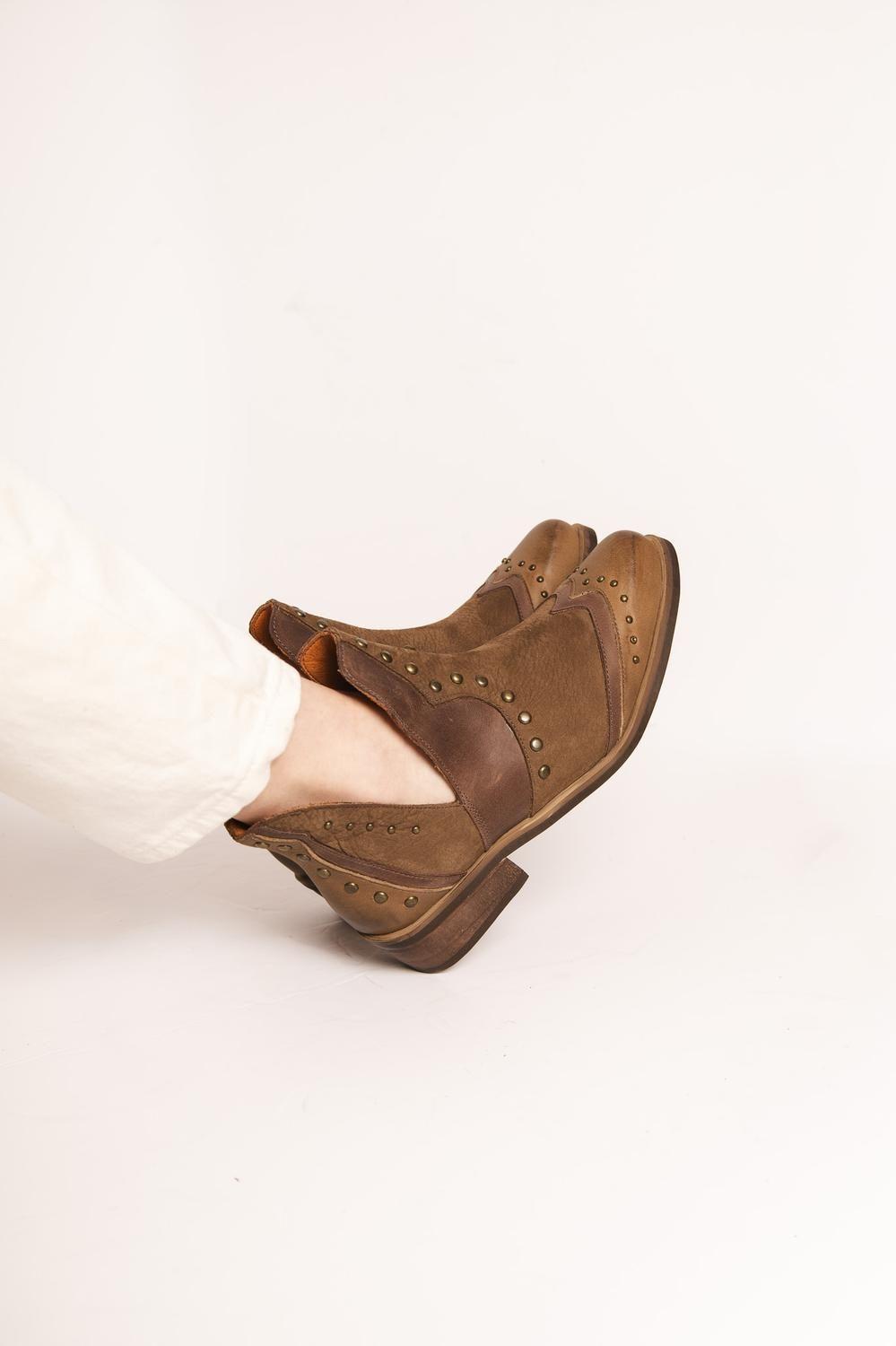 Botin Mujer  Cuero Mujer  Gallito Café-6
