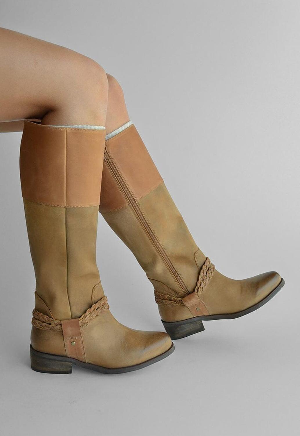 Bota Mujer De Cuero Betty Camel C2-6