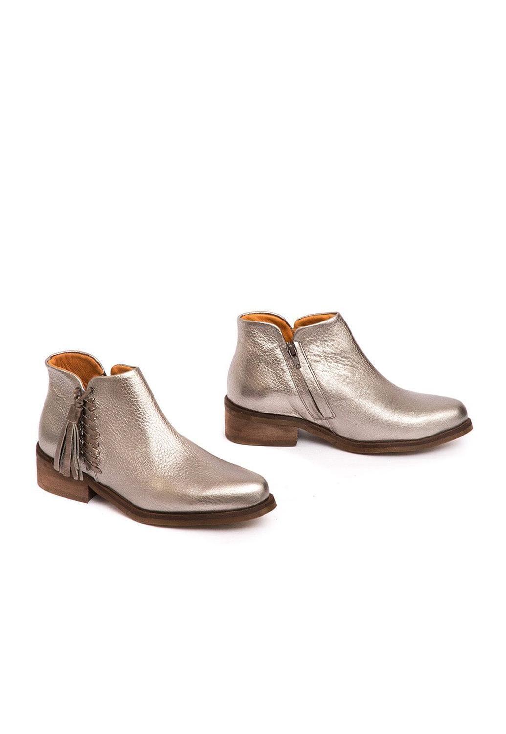 Botin Mujer De Cuero Virginia Metálico C3-6