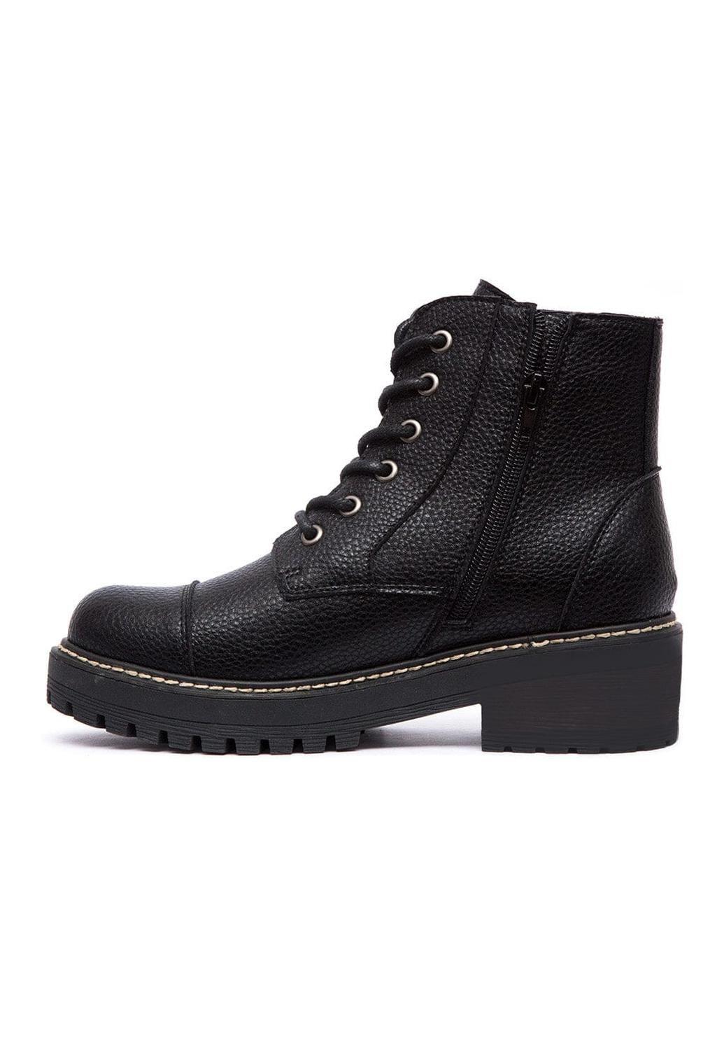 Botines Mujer De Cuero Tiuque Negro C21-3