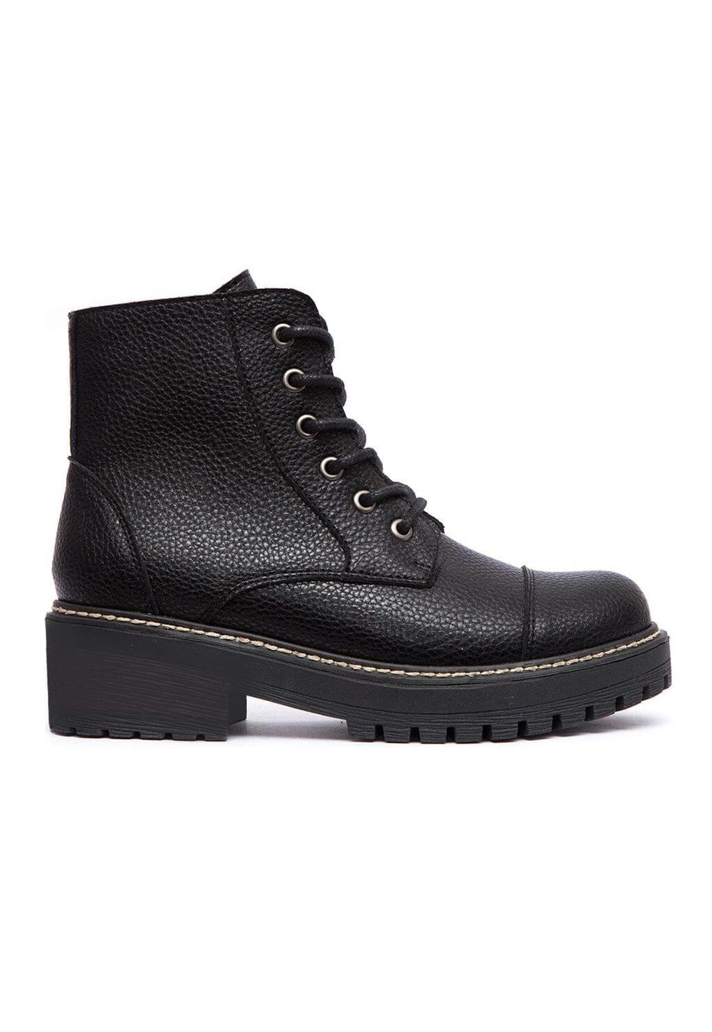 Botines Mujer De Cuero Tiuque Negro C21-0