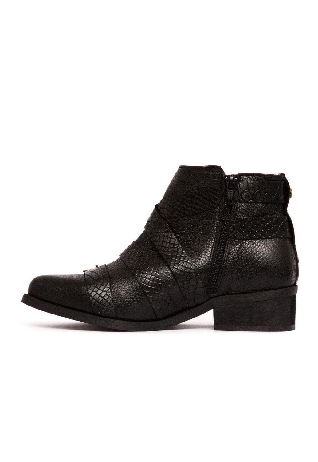 Botin Mujer De Cuero Zaha Negro C1-3
