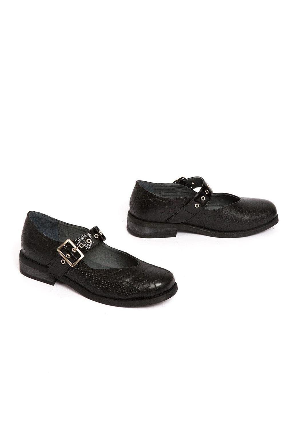 Zapato Mujer De Cuero Malala Negro C4-5