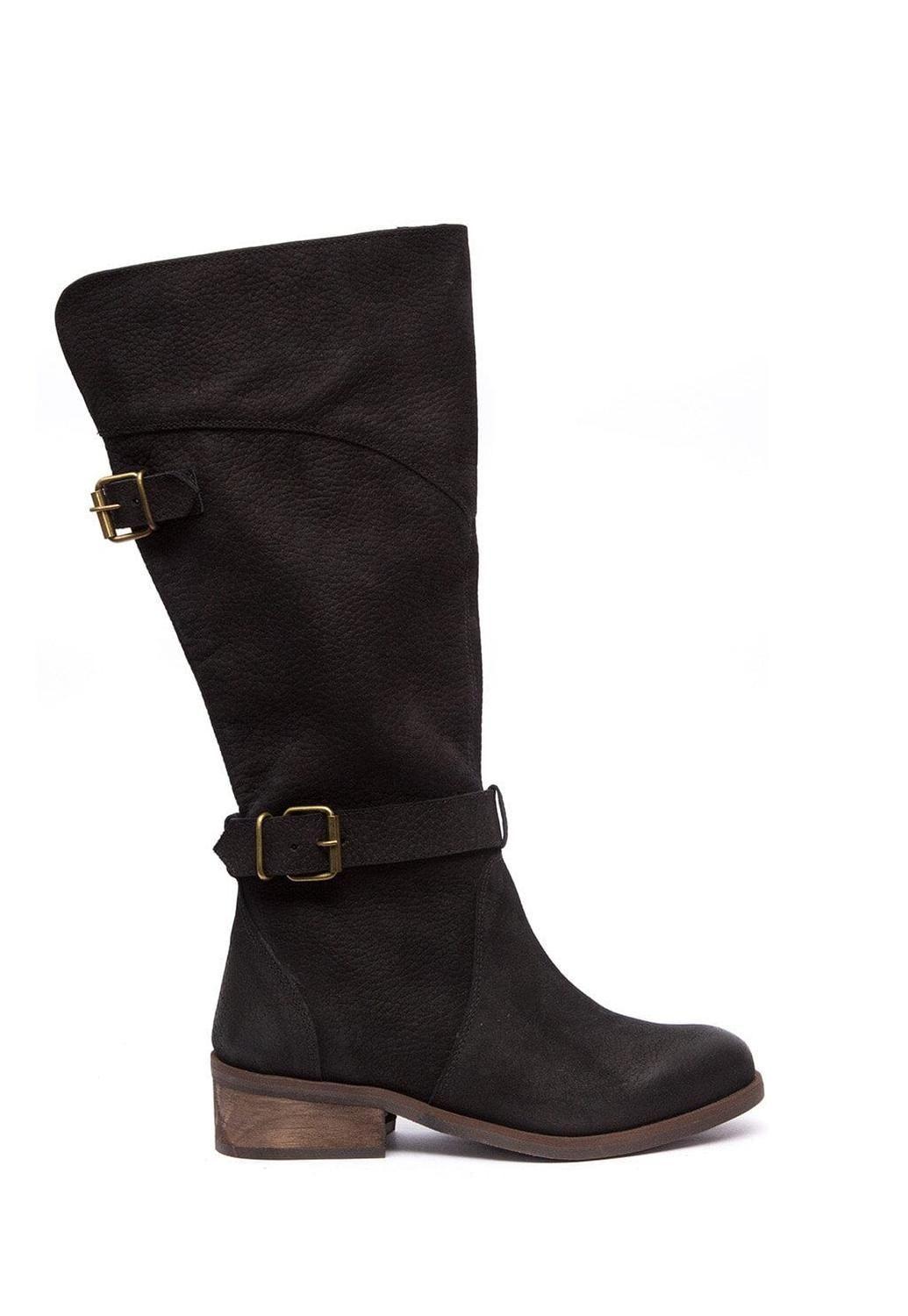 Bota Mujer De Cuero Harriet Negro C1-0