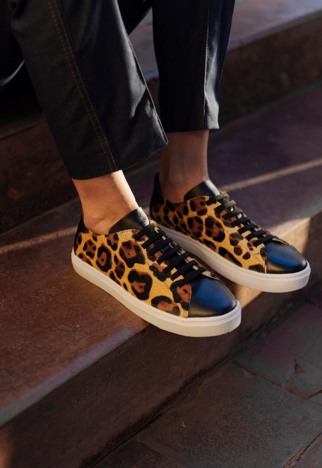 Zapatilla Mujer De Cuero Roques Print C4-0