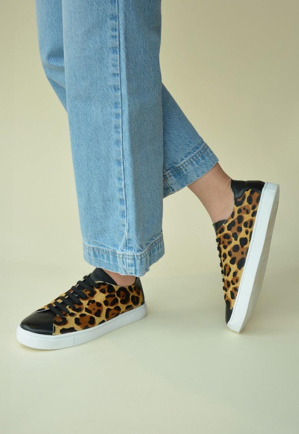 Zapatilla Mujer De Cuero Roques Print C4-6