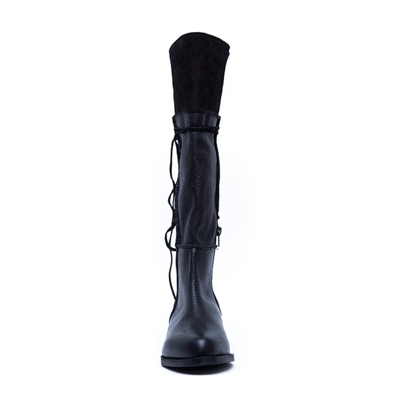 Bota Mujer De Cuero Jade Negro C1-2