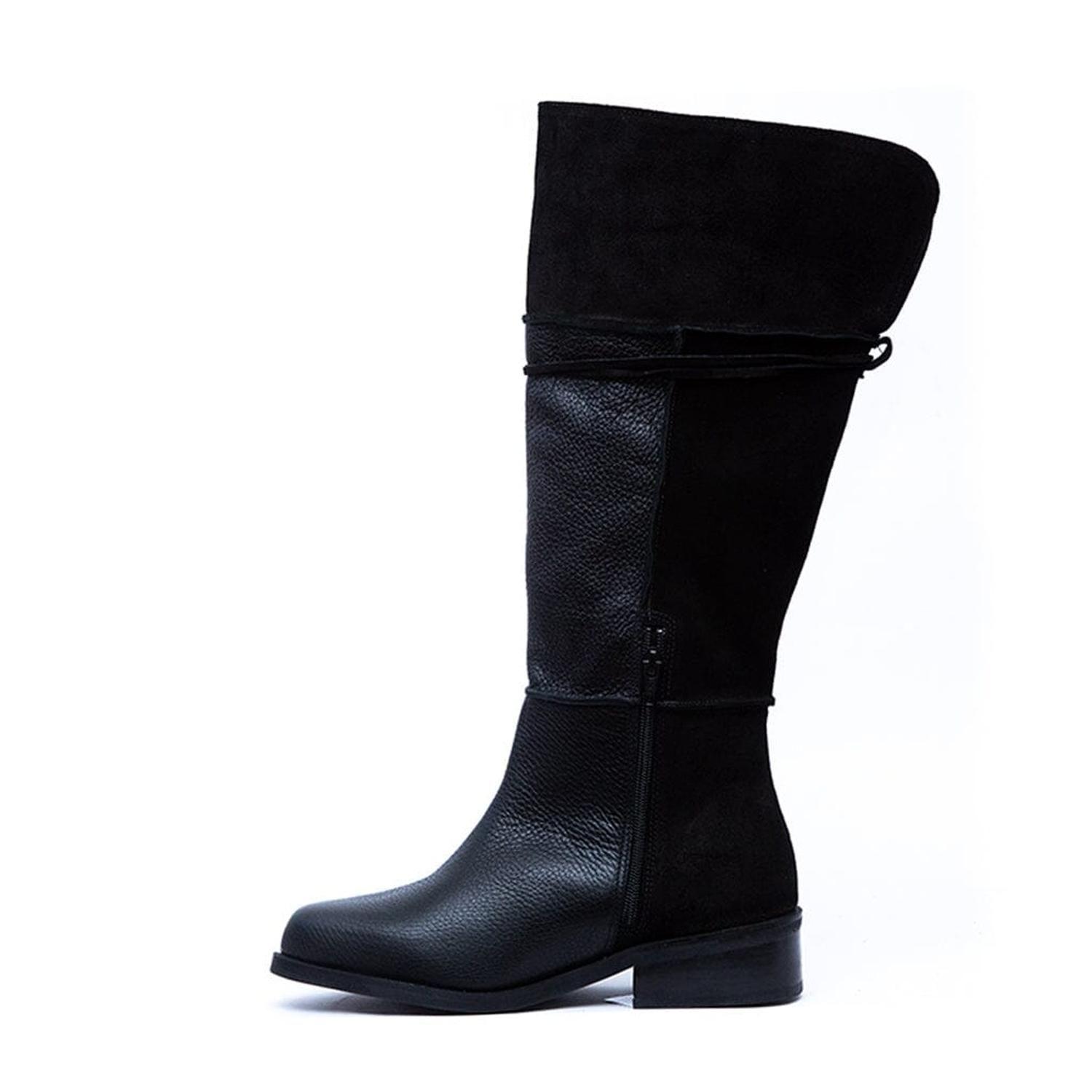 Bota Mujer De Cuero Jade Negro C1-3