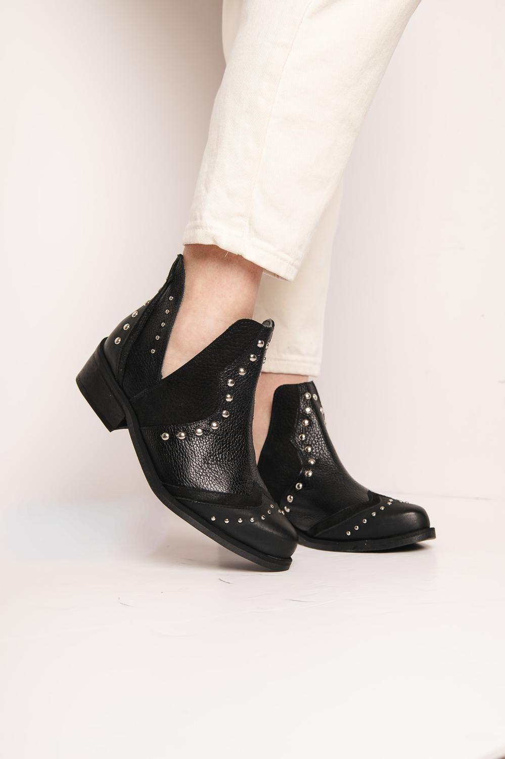 Botin Mujer  Cuero Mujer  Gallito Negro-4