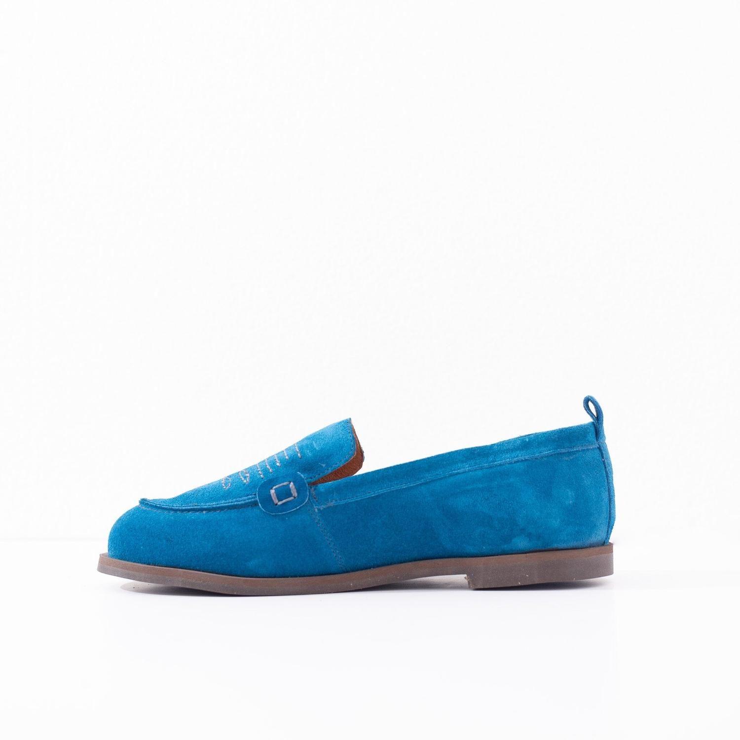 Mocasin Cuero Mujer  Junco Azul-2