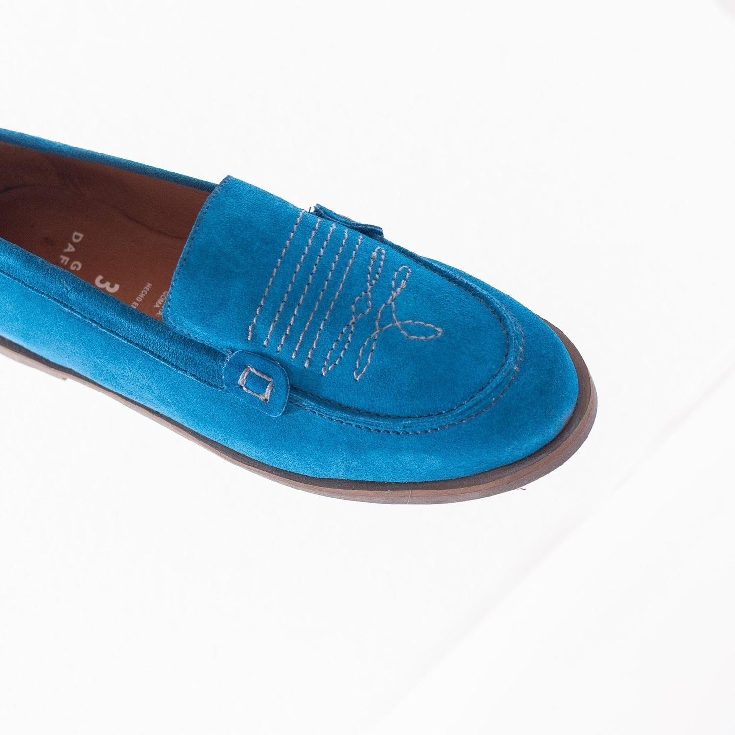 Mocasin Cuero Mujer  Junco Azul-3